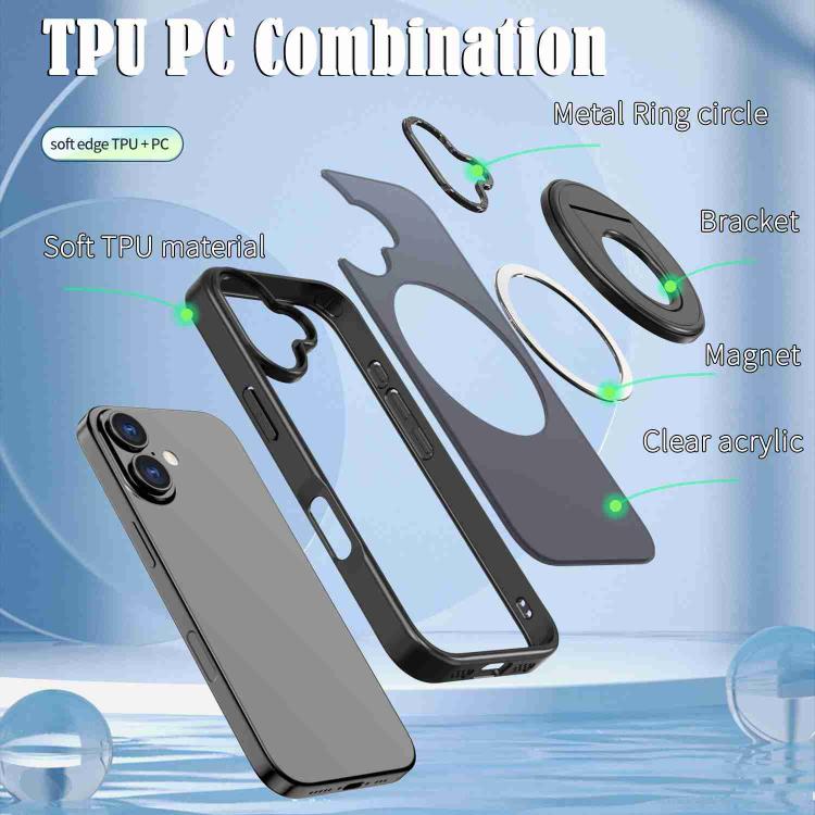 For iPhone 17 Rotating Ring Magnetic Holder Phone Case