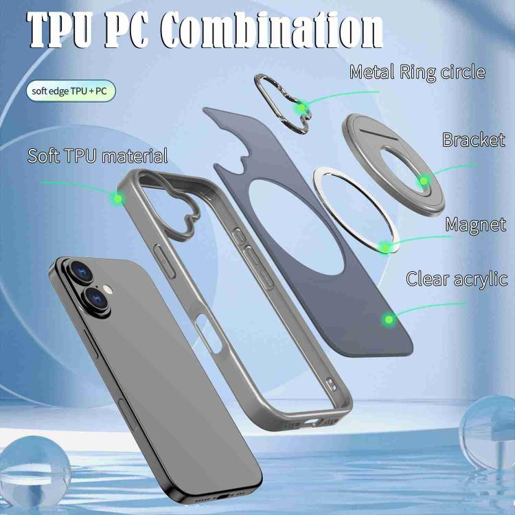 For iPhone 17 Rotating Ring Magnetic Holder Phone Case