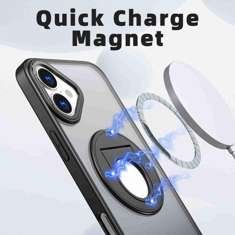 For iPhone 16 Plus Rotating Ring Magnetic Holder Phone Case