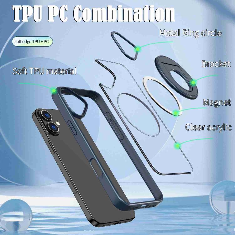 For iPhone 16 Plus Rotating Ring Magnetic Holder Phone Case