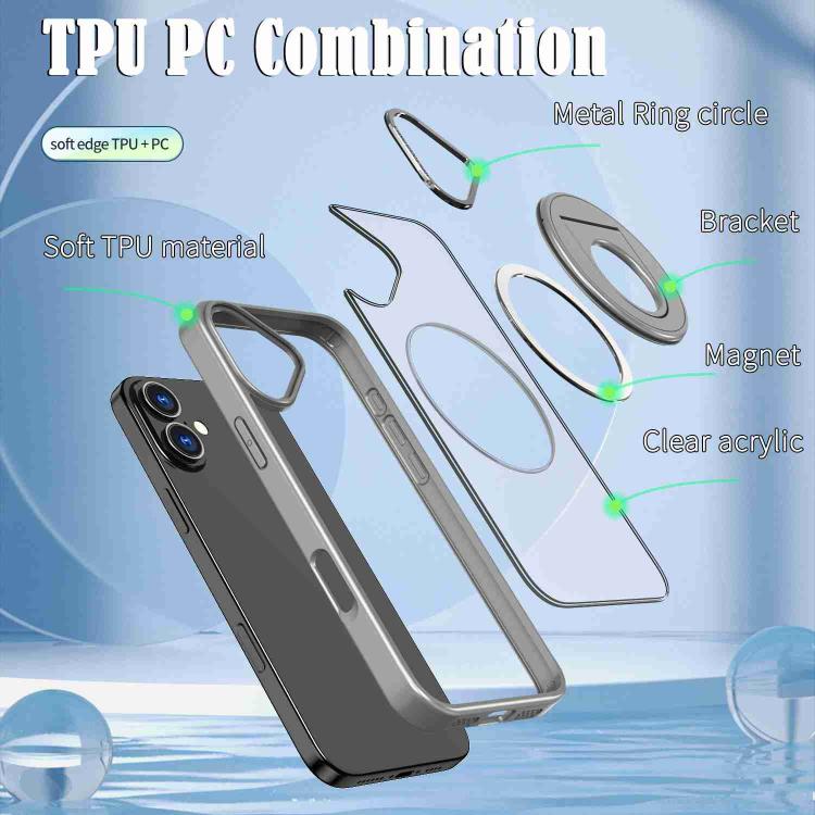 For iPhone 16 Plus Rotating Ring Magnetic Holder Phone Case