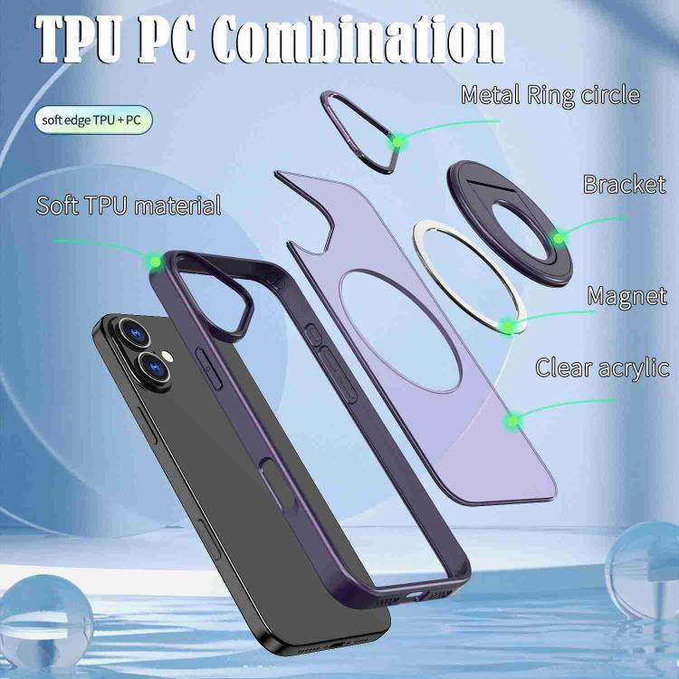For iPhone 16 Plus Rotating Ring Magnetic Holder Phone Case