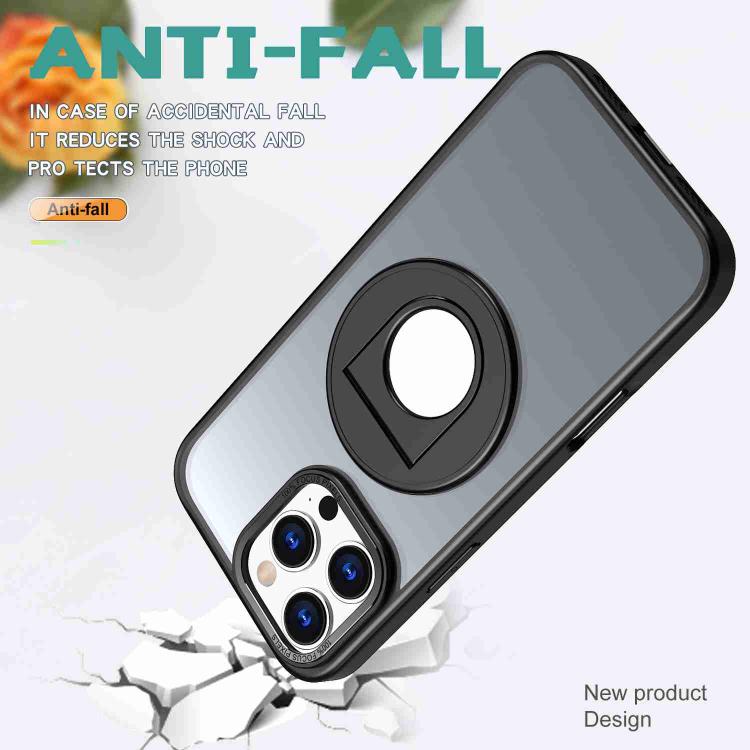 For iPhone 16 Pro Rotating Ring Magnetic Holder Phone Case