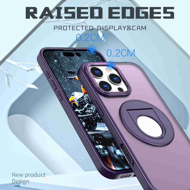 For iPhone 16 Pro Rotating Ring Magnetic Holder Phone Case