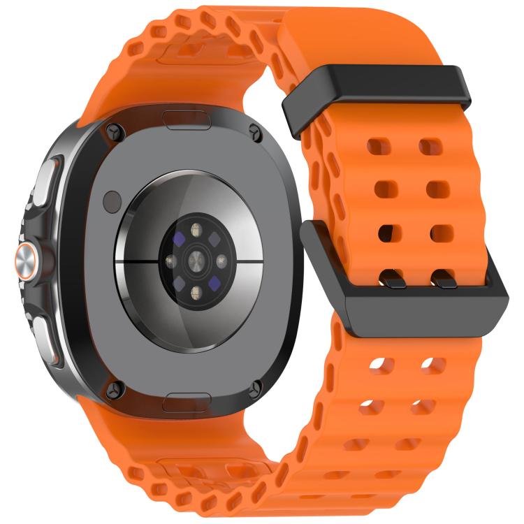 For Samsung Galaxy Watch8 / 8 Classic xDfind Black Buckle Ocean Solid Color Dual-row Hole Silicone Watch Band