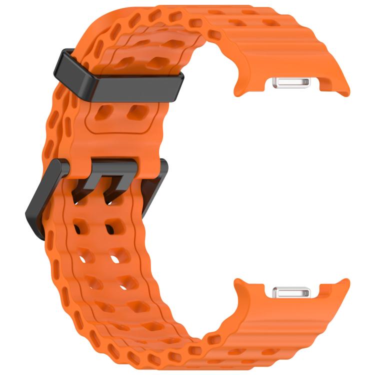 For Samsung Galaxy Watch8 / 8 Classic xDfind Black Buckle Ocean Solid Color Dual-row Hole Silicone Watch Band