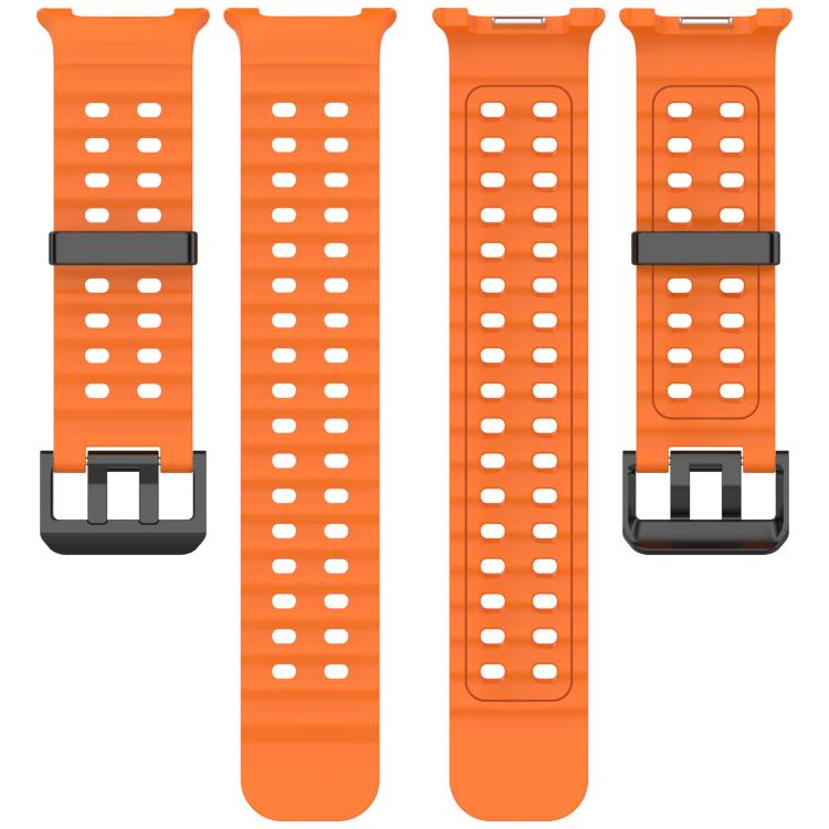 For Samsung Galaxy Watch8 / 8 Classic xDfind Black Buckle Ocean Solid Color Dual-row Hole Silicone Watch Band
