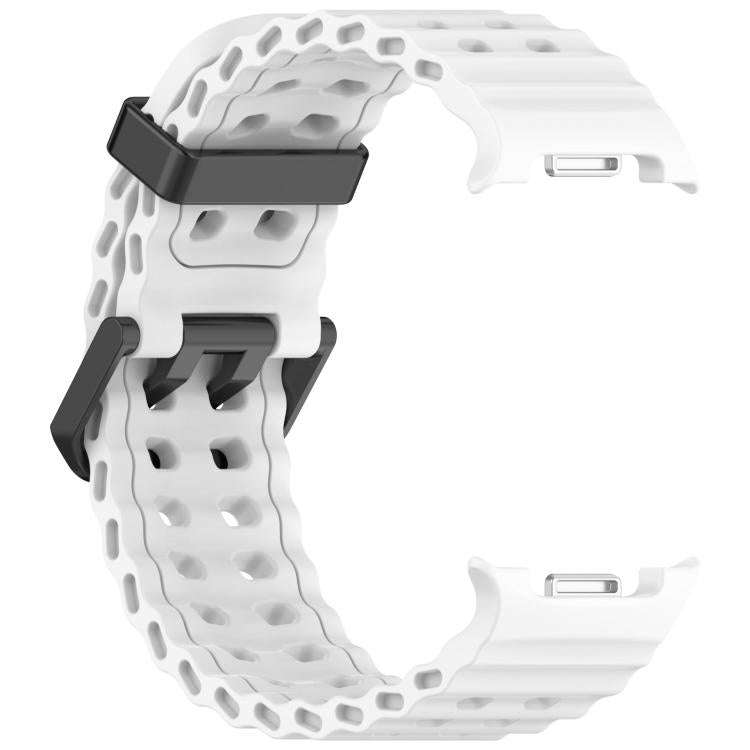 For Samsung Galaxy Watch8 / 8 Classic xDfind Black Buckle Ocean Solid Color Dual-row Hole Silicone Watch Band