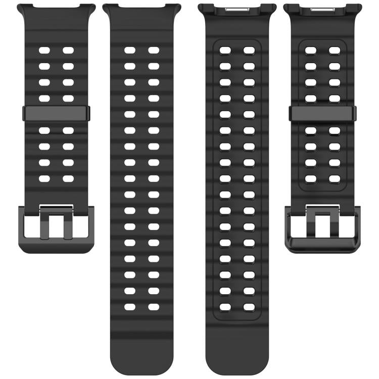 For Samsung Galaxy Watch8 / 8 Classic xDfind Black Buckle Ocean Solid Color Dual-row Hole Silicone Watch Band