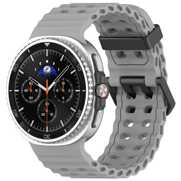 For Samsung Galaxy Watch8 / 8 Classic xDfind Black Buckle Ocean Solid Color Dual-row Hole Silicone Watch Band