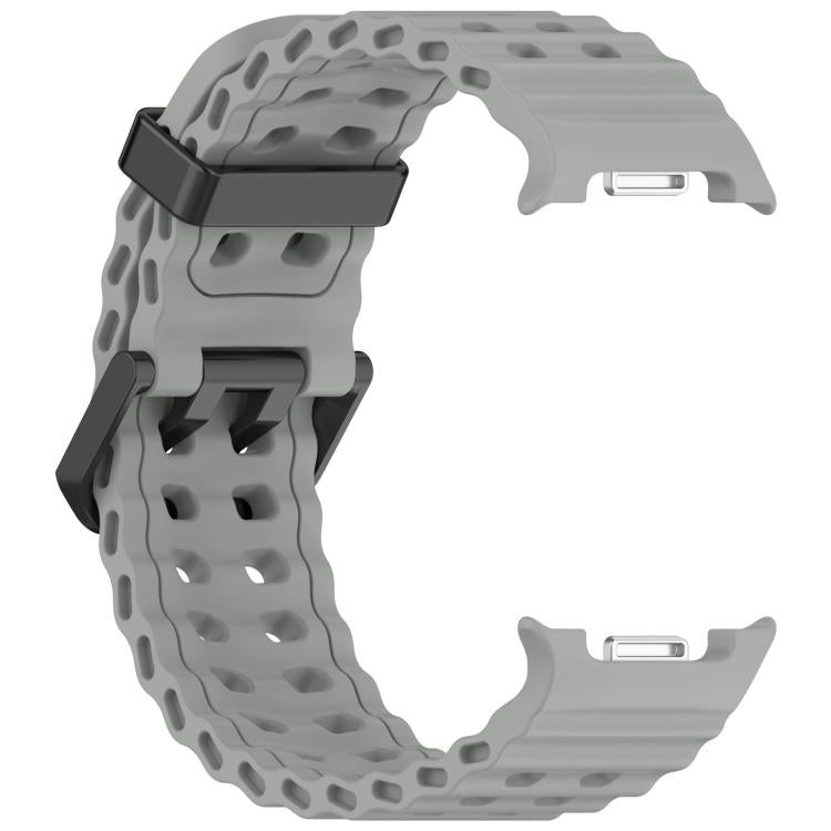 For Samsung Galaxy Watch8 / 8 Classic xDfind Black Buckle Ocean Solid Color Dual-row Hole Silicone Watch Band