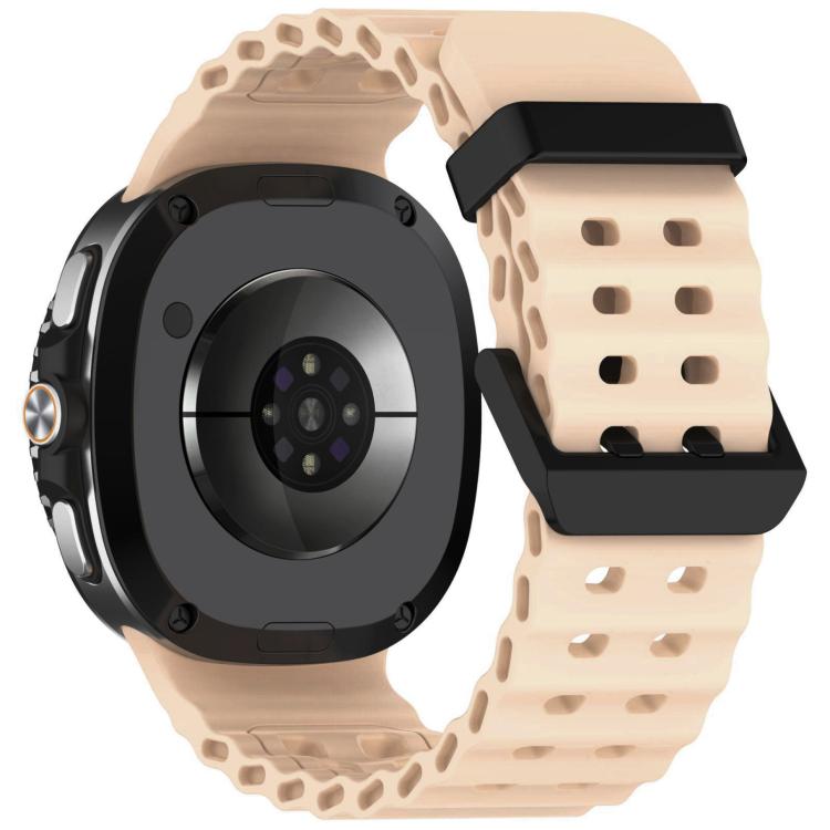 For Samsung Galaxy Watch8 / 8 Classic xDfind Black Buckle Ocean Solid Color Dual-row Hole Silicone Watch Band