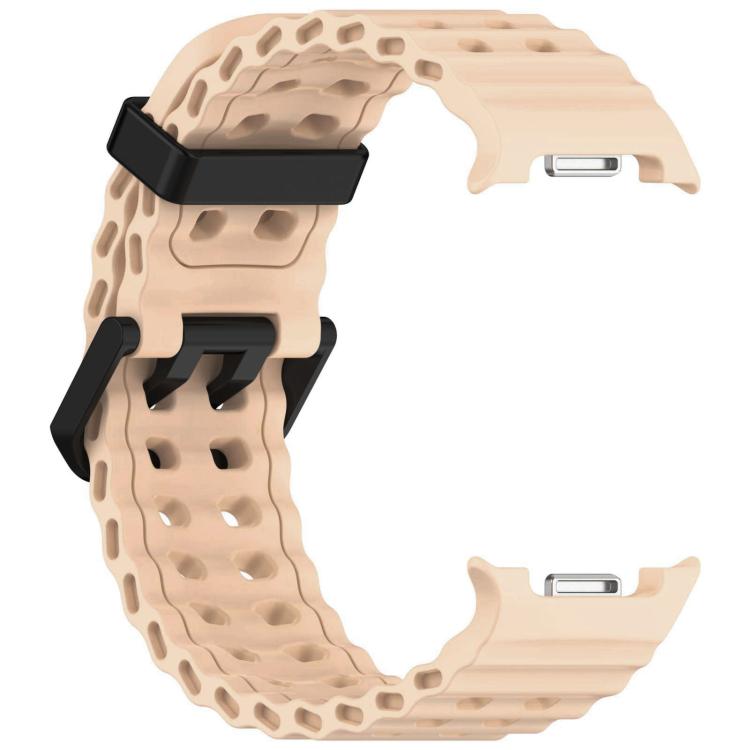 For Samsung Galaxy Watch8 / 8 Classic xDfind Black Buckle Ocean Solid Color Dual-row Hole Silicone Watch Band