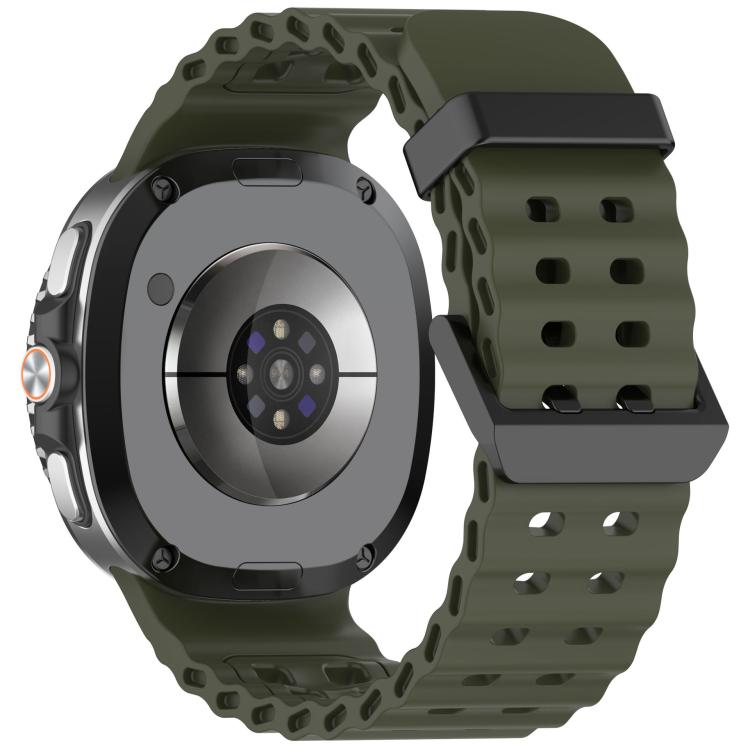 For Samsung Galaxy Watch8 / 8 Classic xDfind Black Buckle Ocean Solid Color Dual-row Hole Silicone Watch Band