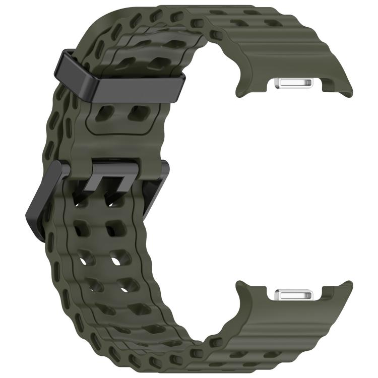 For Samsung Galaxy Watch8 / 8 Classic xDfind Black Buckle Ocean Solid Color Dual-row Hole Silicone Watch Band