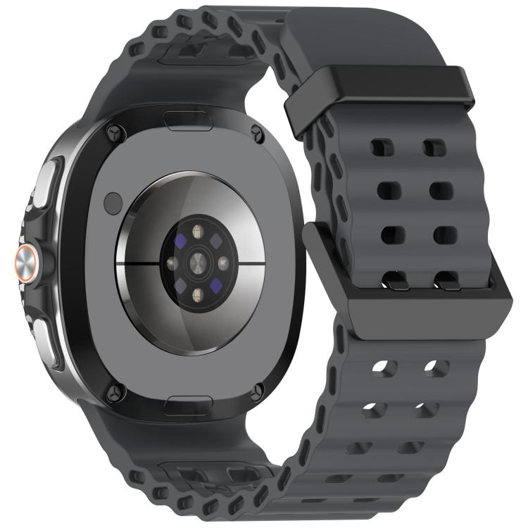 For Samsung Galaxy Watch8 / 8 Classic xDfind Black Buckle Ocean Solid Color Dual-row Hole Silicone Watch Band