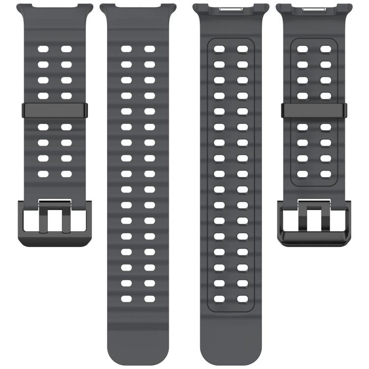 For Samsung Galaxy Watch8 / 8 Classic xDfind Black Buckle Ocean Solid Color Dual-row Hole Silicone Watch Band