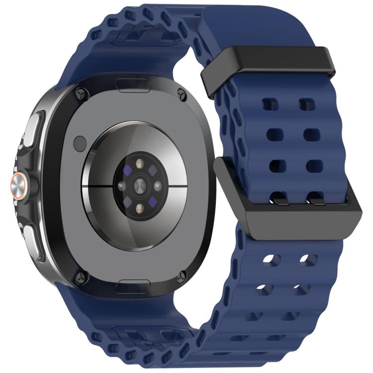 For Samsung Galaxy Watch8 / 8 Classic xDfind Black Buckle Ocean Solid Color Dual-row Hole Silicone Watch Band