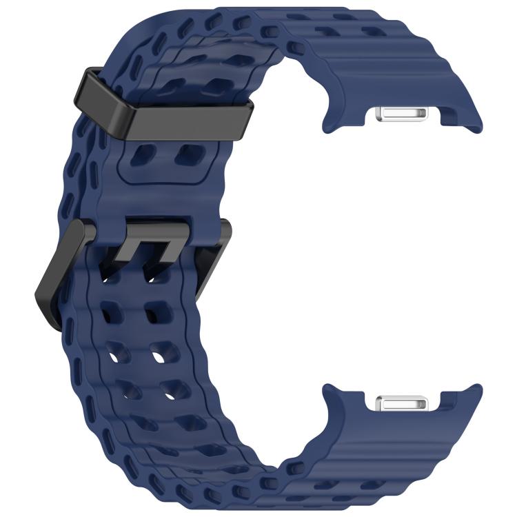 For Samsung Galaxy Watch8 / 8 Classic xDfind Black Buckle Ocean Solid Color Dual-row Hole Silicone Watch Band