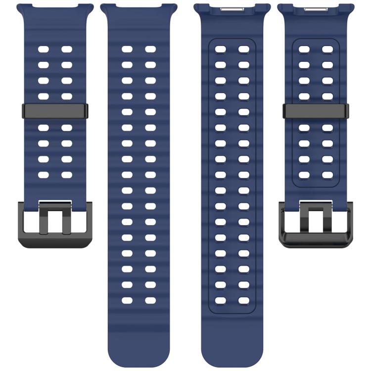 For Samsung Galaxy Watch8 / 8 Classic xDfind Black Buckle Ocean Solid Color Dual-row Hole Silicone Watch Band