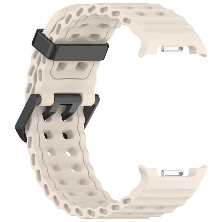 For Samsung Galaxy Watch8 / 8 Classic xDfind Black Buckle Ocean Solid Color Dual-row Hole Silicone Watch Band