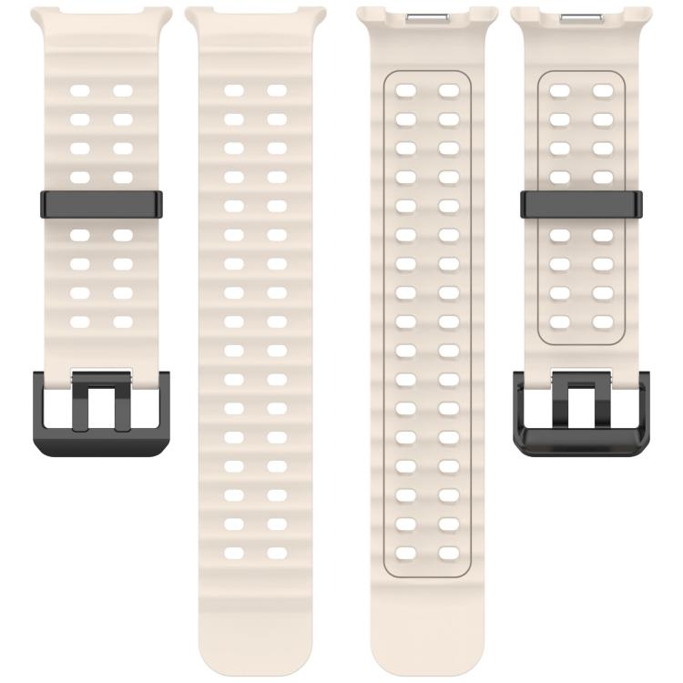 For Samsung Galaxy Watch8 / 8 Classic xDfind Black Buckle Ocean Solid Color Dual-row Hole Silicone Watch Band