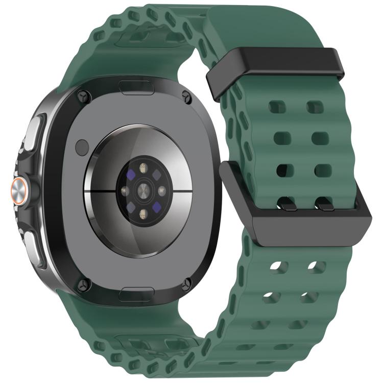 For Samsung Galaxy Watch8 / 8 Classic xDfind Black Buckle Ocean Solid Color Dual-row Hole Silicone Watch Band