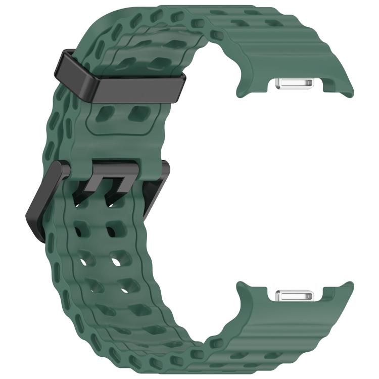 For Samsung Galaxy Watch8 / 8 Classic xDfind Black Buckle Ocean Solid Color Dual-row Hole Silicone Watch Band
