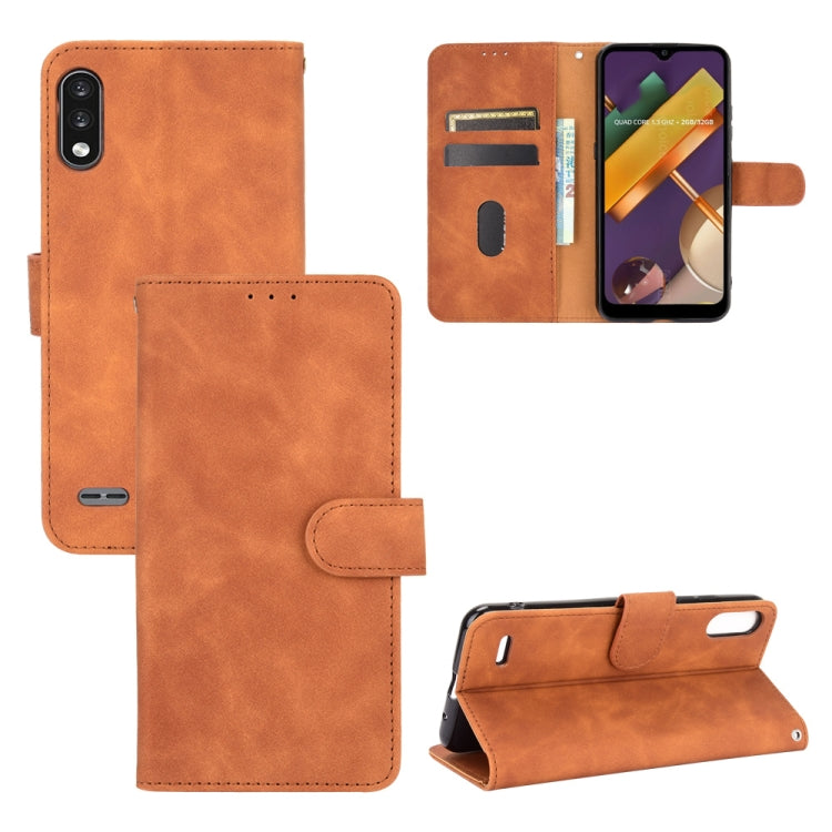 For LG K22 Solid Color Skin Feel Magnetic Buckle Horizontal Flip Calf Texture PU Leather Case with Holder & Card Slots & Wallet