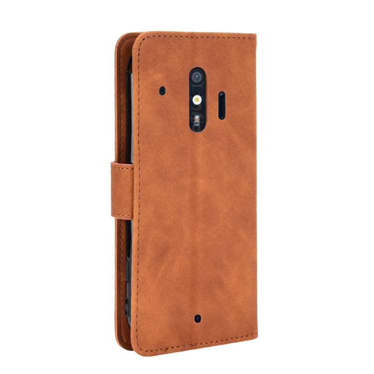 For Fujitsu F-42A / F-01L Solid Color Skin Feel Magnetic Buckle Horizontal Flip Calf Texture PU Leather Case with Holder & Card Slots & Wallet