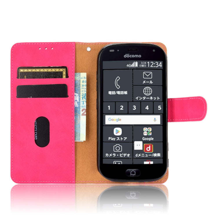 For Fujitsu F-42A / F-01L Solid Color Skin Feel Magnetic Buckle Horizontal Flip Calf Texture PU Leather Case with Holder & Card Slots & Wallet