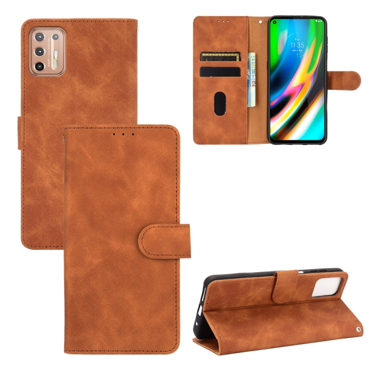 For Motorola Moto G9 Plus Solid Color Skin Feel Magnetic Buckle Horizontal Flip Calf Texture PU Leather Case with Holder & Card Slots & Wallet
