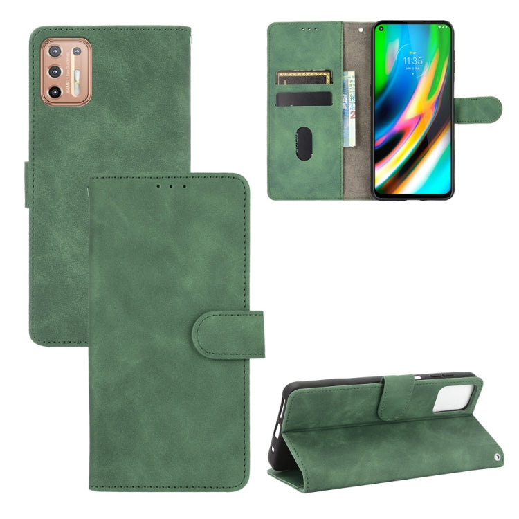 For Motorola Moto G9 Plus Solid Color Skin Feel Magnetic Buckle Horizontal Flip Calf Texture PU Leather Case with Holder & Card Slots & Wallet