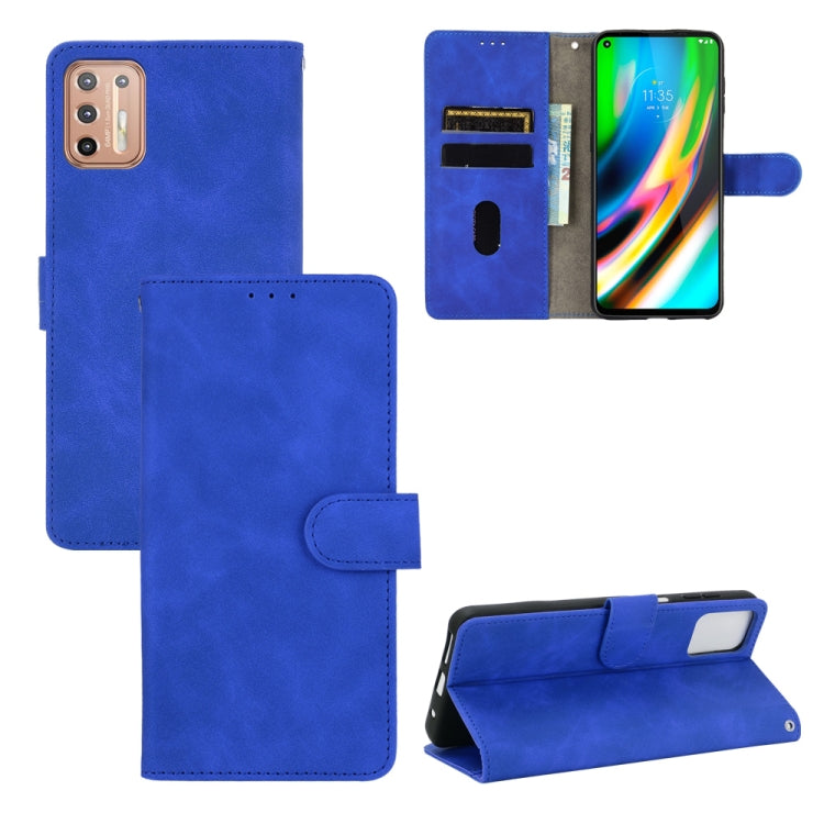 For Motorola Moto G9 Plus Solid Color Skin Feel Magnetic Buckle Horizontal Flip Calf Texture PU Leather Case with Holder & Card Slots & Wallet