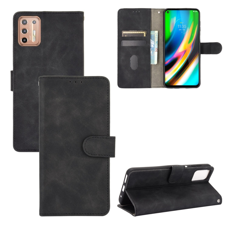 For Motorola Moto G9 Plus Solid Color Skin Feel Magnetic Buckle Horizontal Flip Calf Texture PU Leather Case with Holder & Card Slots & Wallet