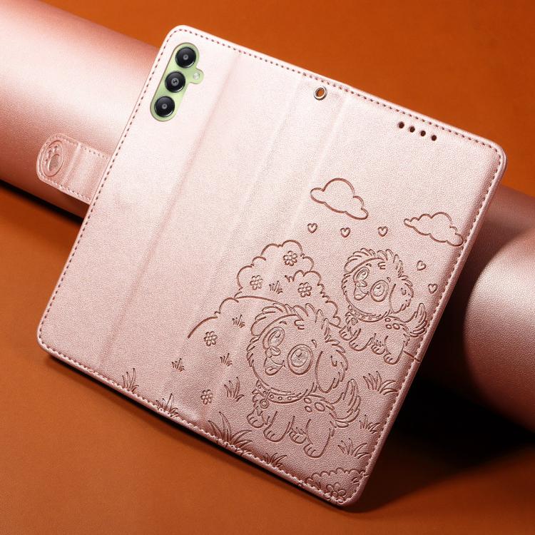 For Galaxy A05s Embossed Heart Dog RFID Blocking Wallet Leather Phone Case