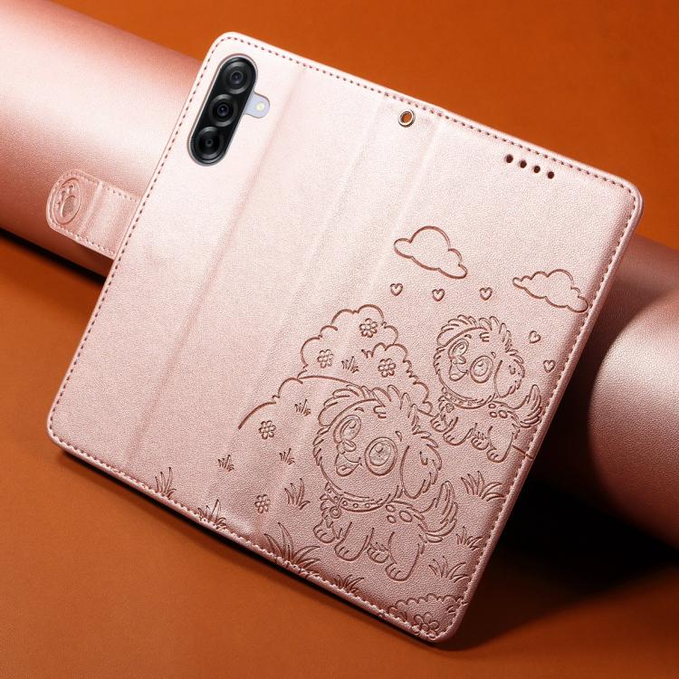 For Galaxy A36 5G Embossed Heart Dog RFID Blocking Wallet Leather Phone Case