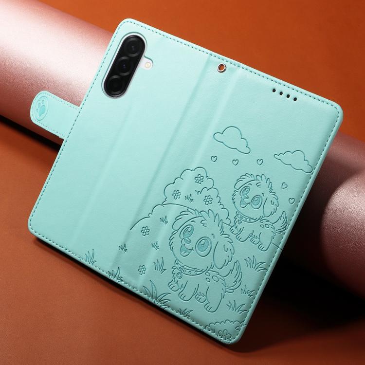 For Galaxy A37 5G Embossed Heart Dog RFID Blocking Wallet Leather Phone Case