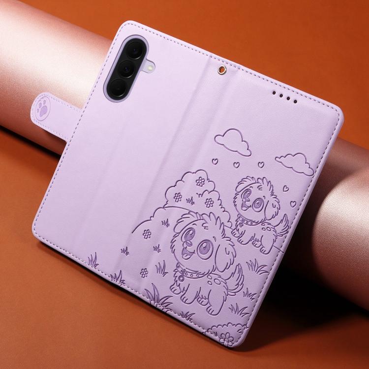 For Galaxy A27 5G Embossed Heart Dog RFID Blocking Wallet Leather Phone Case