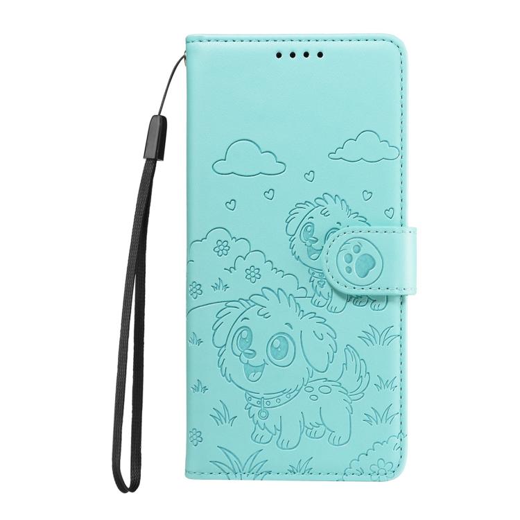 For Samsung Galaxy S26+ 5G Embossed Heart Dog RFID Blocking Wallet Leather Phone Case