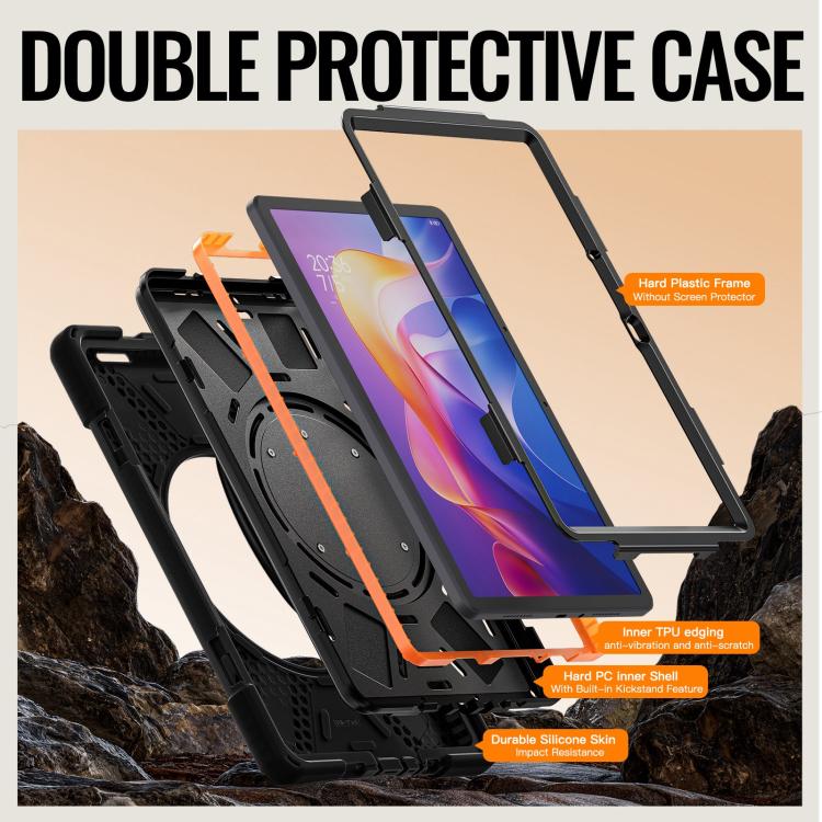 For Xiaomi Redmi Pad 2 Silicone Hybrid PC Tablet Case with Holder & Shoulder Strap