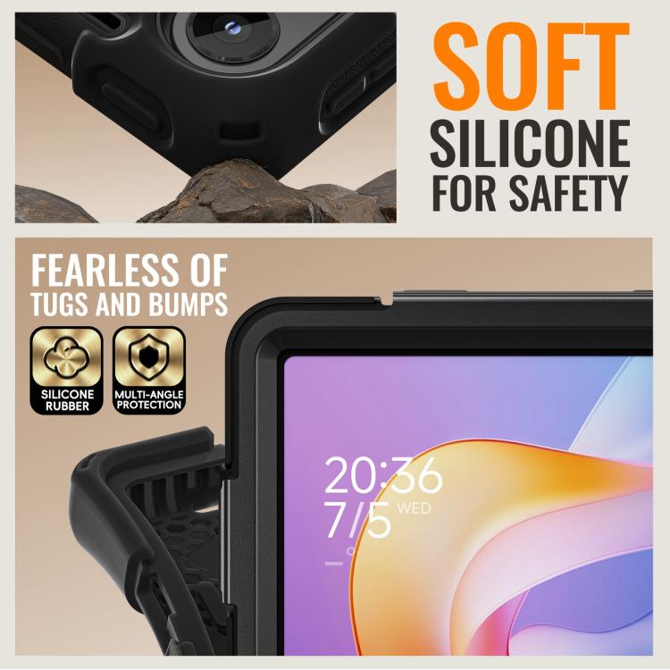 For Xiaomi Redmi Pad 2 Silicone Hybrid PC Tablet Case with Holder & Shoulder Strap