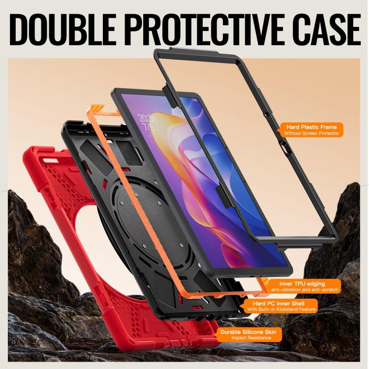 For Xiaomi Redmi Pad 2 Silicone Hybrid PC Tablet Case with Holder & Shoulder Strap