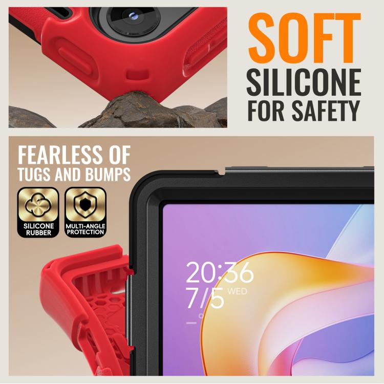 For Xiaomi Redmi Pad 2 Silicone Hybrid PC Tablet Case with Holder & Shoulder Strap