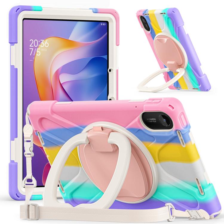 For Xiaomi Redmi Pad 2 Silicone Hybrid PC Tablet Case with Holder & Shoulder Strap