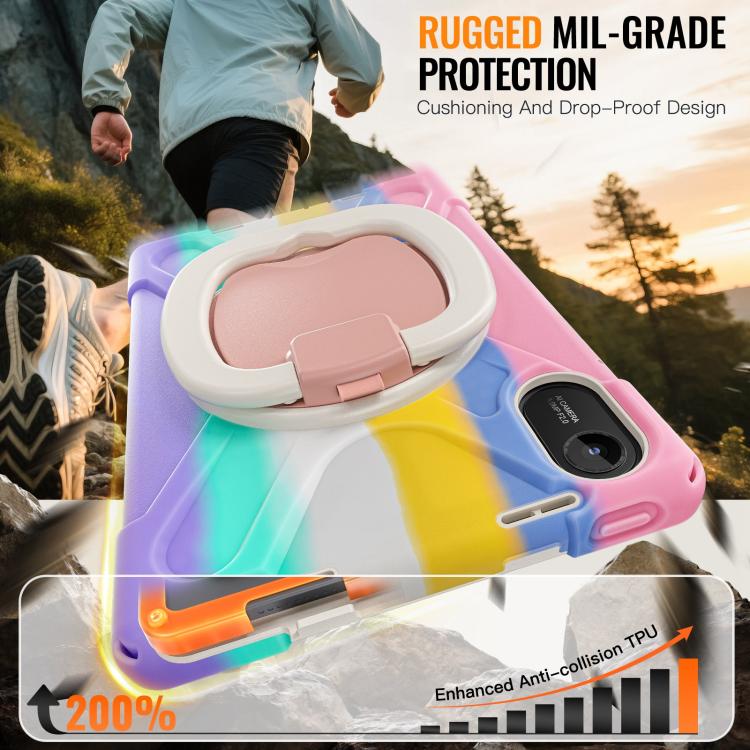For Xiaomi Redmi Pad 2 Silicone Hybrid PC Tablet Case with Holder & Shoulder Strap