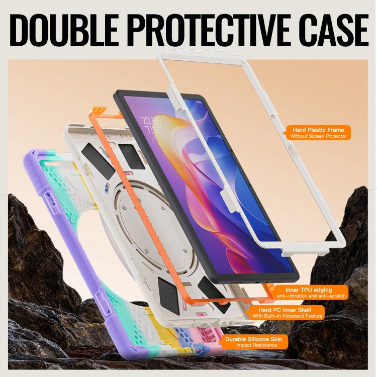 For Xiaomi Redmi Pad 2 Silicone Hybrid PC Tablet Case with Holder & Shoulder Strap