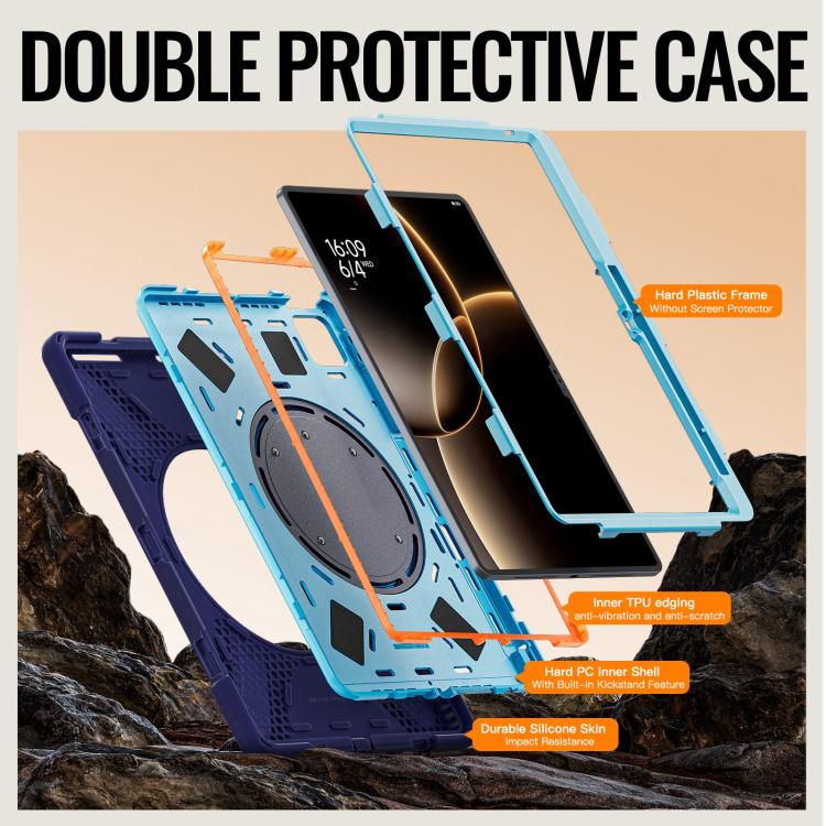 For Xiaomi Pad 7 Ultra Silicone Hybrid PC Tablet Case with Holder & Shoulder Strap