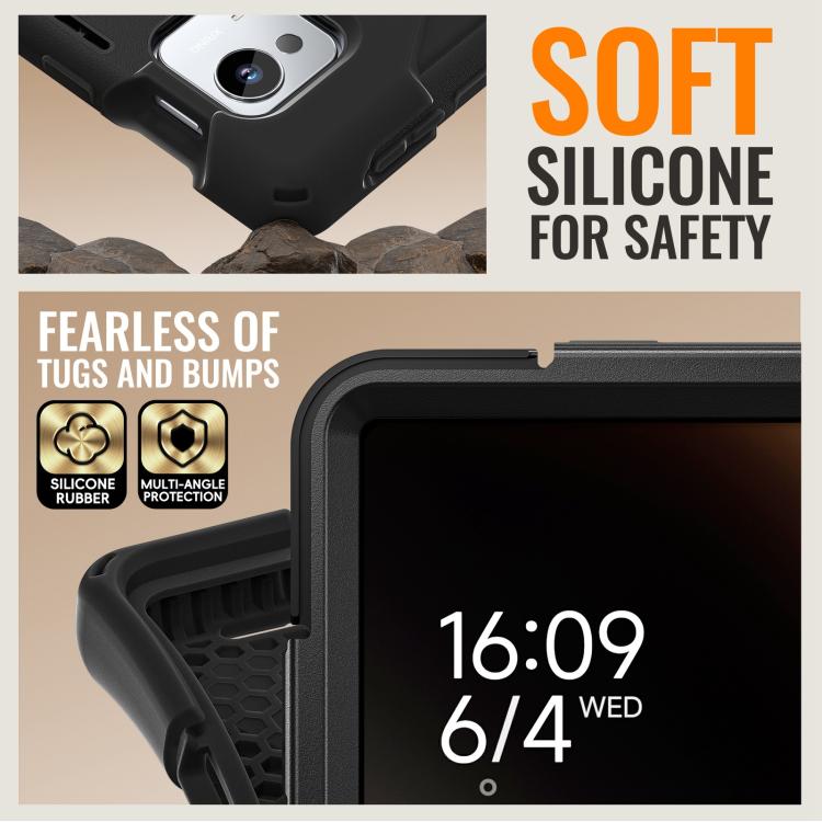 For Xiaomi Pad 7 Ultra Silicone Hybrid PC Tablet Case with Holder & Shoulder Strap