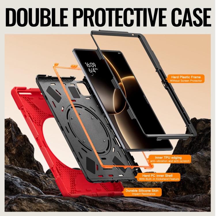 For Xiaomi Pad 7 Ultra Silicone Hybrid PC Tablet Case with Holder & Shoulder Strap